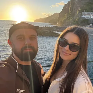 Cristi and Diana at sunset in Ponta do Sol, Madeira